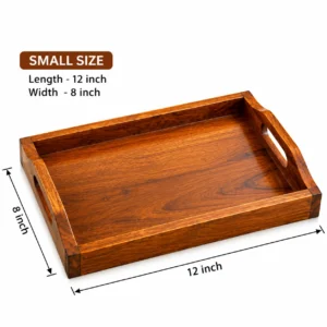 Super Mom Orient Wooden Serving Tray 2 Pcs Set | Premium Natural Wood Trays with Handles - Image 3