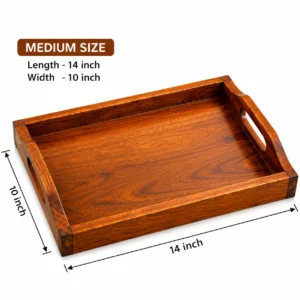 Super Mom Orient Wooden Serving Tray 2 Pcs Set | Premium Natural Wood Trays with Handles - Image 4